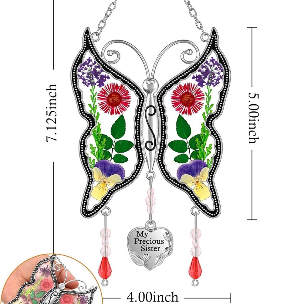 Butterfly Suncatcher Stained Glass Window Hanging Wind Chime X001Y14F7J - Picture 3 of 9